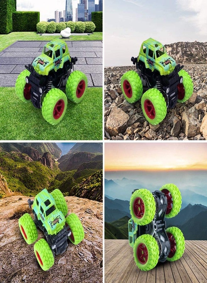 temson monster truck shockproof cars push and go toy truck friction powered cars 4 wheel drive vehicles for toddlers children boys kids birthday gift (green)- Multi color - Image 3